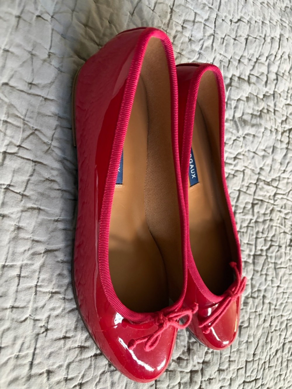 Margaux Patent Ballet Flats in Bright Red with Bow - Picture 3 of 6